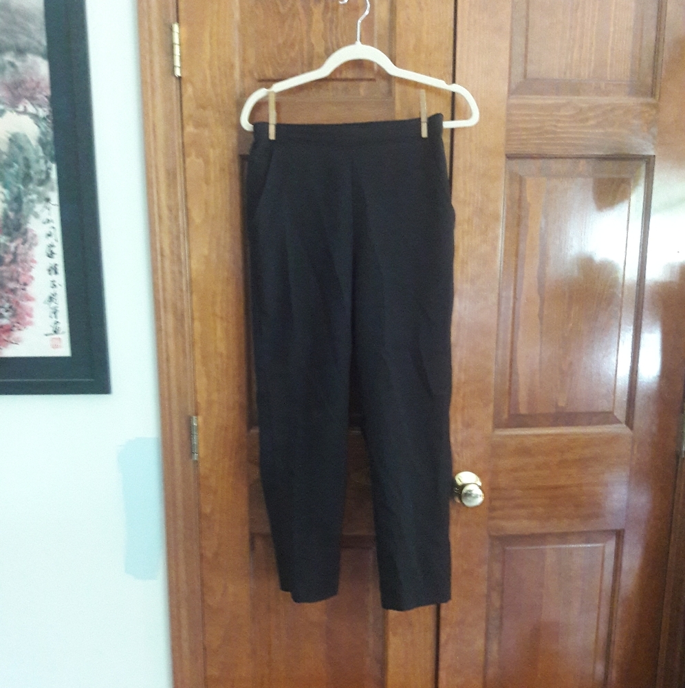 90s Vintage Black High Waist Trousers Petite Fall Vibes Rockabilly Pinup - Picture 3 of 11